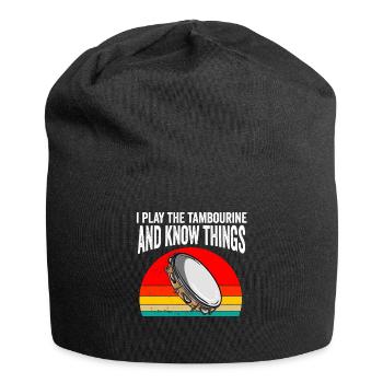Tamburin für Männer Frauen Lustiger Tamburinspieler - Jersey-Beanie - Schwarz - Vorne