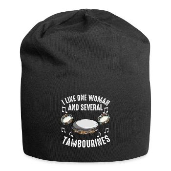 Tamburin für Männer Frauen Lustiger Tamburinspieler - Jersey-Beanie - Schwarz - Vorne
