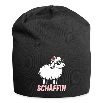 Chef Chefin Schaf Geschenk Schäfin Spruch - Jersey-Beanie - Schwarz - Vorne