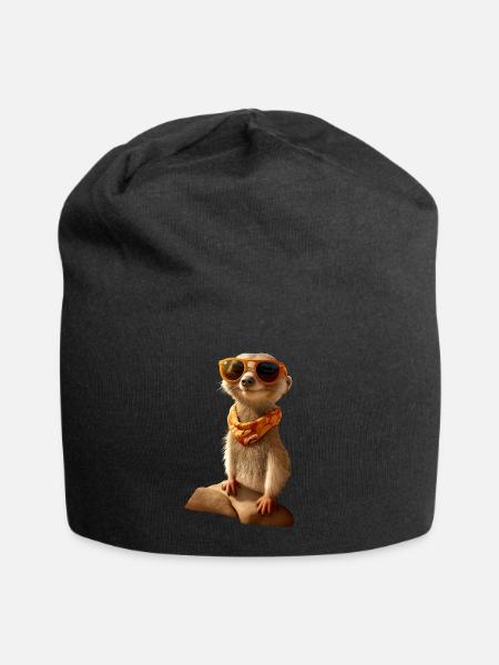 Erdmännchen Tierliebhaber Süßes Surikate Mangusten - Jersey-Beanie - Schwarz