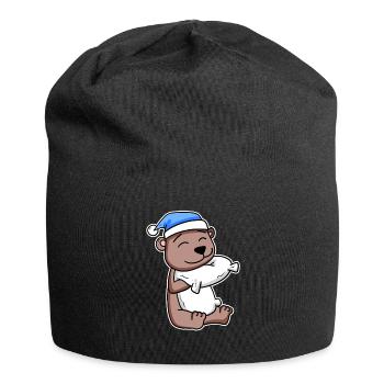 Ours avec oreiller et bonnet de couchage - Bonnet en jersey - noir - Devant