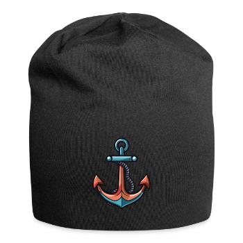 Anker Symbol Hafen - Jersey-Beanie - Schwarz - Vorne