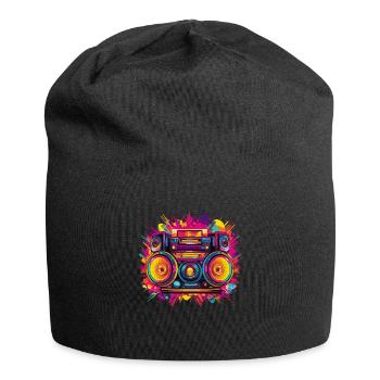 80s Themed Party Costume Outfit - Jersey Beanie - black - Front