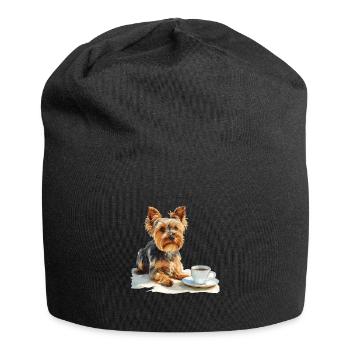 Yorkshire Terrier Yorkie Coffee Dog Breed Pet Cute - Jersey Beanie - black - Front