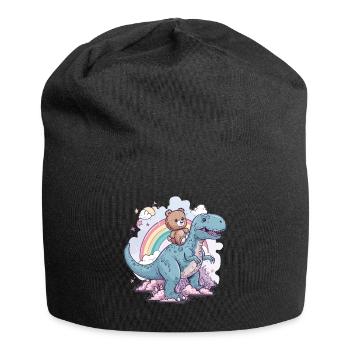 Goth Pastel Creepy Voodoo Teddy Bear Riding T-Rex - Jersey Beanie - black - Front