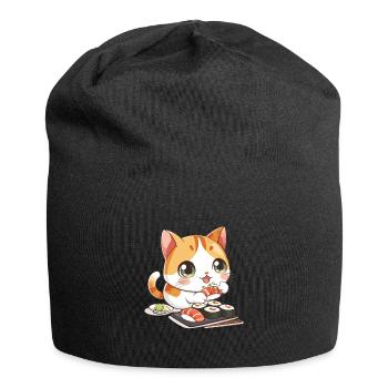 Chats et Sushi Japonais Nourriture Chaton Kawaii Anime - Bonnet en jersey - noir - Devant
