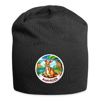 ausAustralia Roo Aussie Funny Australien Kangaroo - Jersey Beanie - black - Front