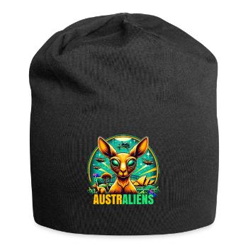 ausAustralia Roo Aussie Funny Australien Kangaroo - Jersey Beanie - black - Front