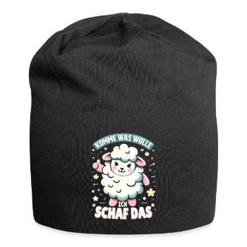 Schaf Motivation Prüfung Glück Spruch Geschenk - Jersey-Beanie - Schwarz - Vorne