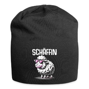 Chef Chefin Schaf Geschenk Schäfin Spruch - Jersey-Beanie - Schwarz - Vorne