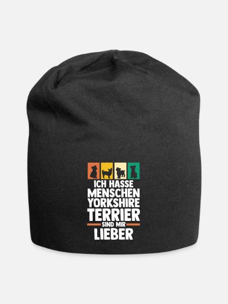 Hund Yorkshire Terrier - Jersey-Beanie - Schwarz
