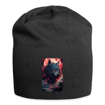 Spirit Wolf Fox Aesthetic Japanese Kitsune - Jersey Beanie - black - Front
