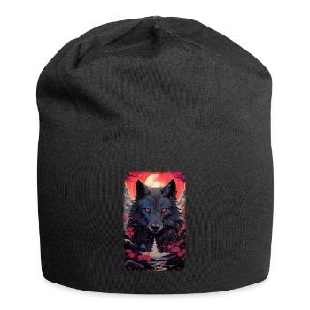 Spirit Wolf Fox Aesthetic Japanese Kitsune - Jersey Beanie - black - Front