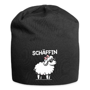 Chef Chefin Schaf Geschenk Schäfin Spruch - Jersey-Beanie - Schwarz - Vorne