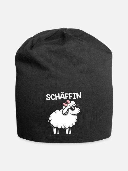 Chef Chefin Schaf Geschenk Schäfin Spruch - Jersey-Beanie - Schwarz