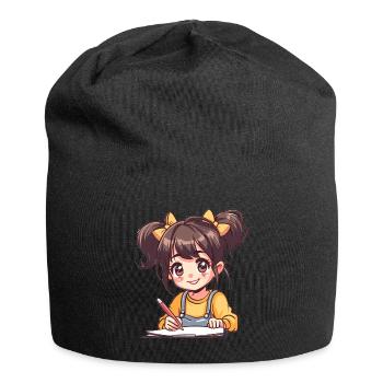 Anime Girl Sketching Art Anime Kawaii Otaku - Jersey-Beanie - Schwarz - Vorne