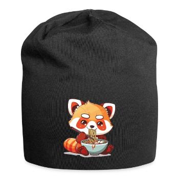 Panda roux kawaii mangeant de la soupe de nouilles Ramen Anime - Bonnet en jersey - noir - Devant