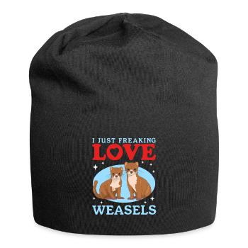 Weasel Hermännchen Kleinwiesel Gift - Jersey Beanie - black - Front