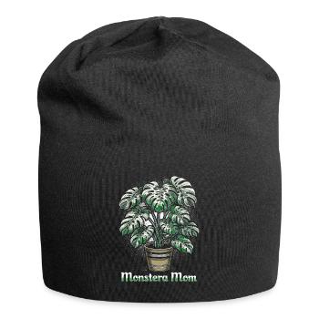Monstera Mom - Jersey Beanie - black - Front