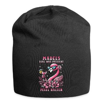 Mädels Egal Was Passiert Pegel Halten - Jersey-Beanie - Schwarz - Vorne