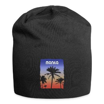 Manila Philippines Sunset Vacation Souvenir Palm - Jersey Beanie - black - Front