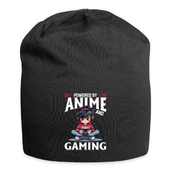 Anime Gaming Boy Manga Gamer Otaku Powered By - Jersey Beanie - black - Front