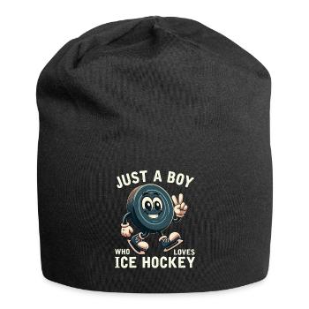 Juste un garçon qui aime le hockey sur glace garçons hommes - Bonnet en jersey - noir - Devant