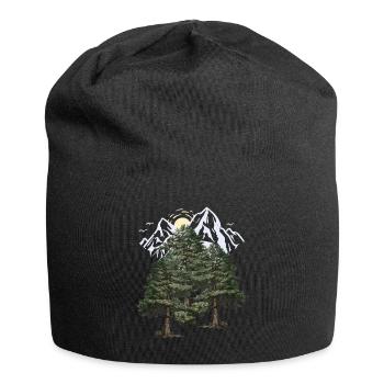 Wilderness, Mountains, Nature, Forest, Pines, Firs, Trees - Jersey Beanie - black - Front