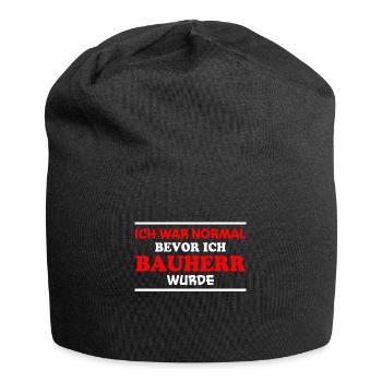 Bauherr Spruch Hausbau Richtfest Bauherr Geschenk - Jersey-Beanie - Schwarz - Vorne