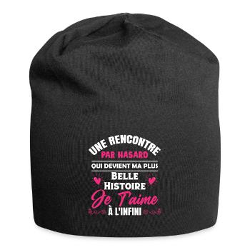 Cadeau St Valentin Femme Copine je t'aime - Bonnet en jersey - noir - Devant