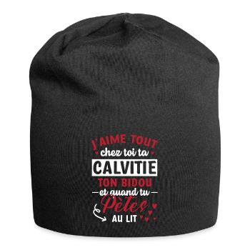 Cadeau Saint Valentin Homme Chauve - Bonnet en jersey - noir - Devant