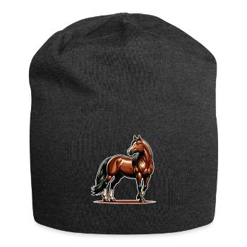 Braunes Quarter Horse Design - Jersey-Beanie - Anthrazit - Vorne