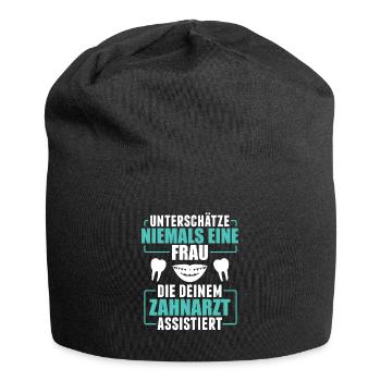 Zahnmedizinische Fachangestellte Motiv Zahn - Jersey-Beanie - Schwarz - Vorne