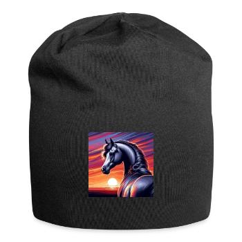 Dessin de cheval arabe - Bonnet en jersey - noir - Devant