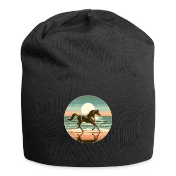 Arabische Pferdekunst - Jersey-Beanie - Schwarz - Vorne