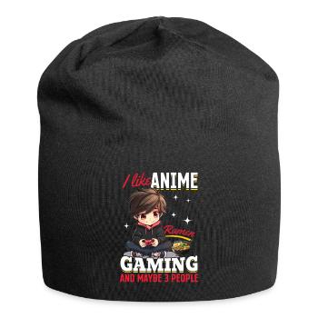 Anime Ramen Gaming Boy Manga Gamer Otaku - Jersey-Beanie - Schwarz - Vorne