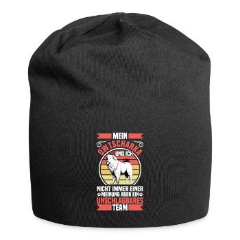 Owtscharka ist unschlagbar Kaukasischer Owtscharka - Jersey-Beanie - Schwarz - Vorne