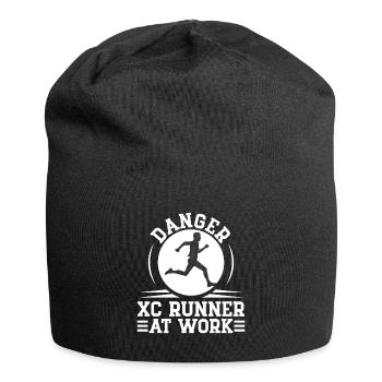 Design de coureur de cross-country - Entraîneur XC - Course à pied - Bonnet en jersey - noir - Devant