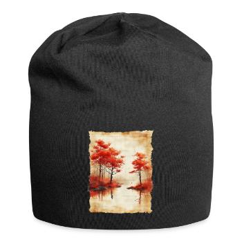 Classic Scenery Papyrus Scroll Onsen Japanese - Jersey Beanie - black - Front