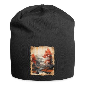 Classic Scenery Papyrus Scroll Onsen Japanese - Jersey Beanie - black - Front