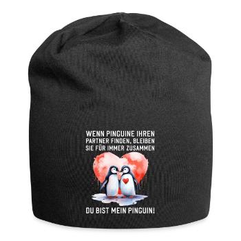 Wenn Pinguine Ihre Liebe finden Pärchen Sprüche - Jersey-Beanie - Schwarz - Vorne