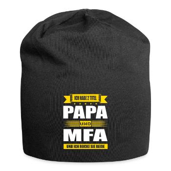 Ich Habe Zwei Titel Papa Und MFA Prüfung Bestanden - Jersey-Beanie - Schwarz - Vorne