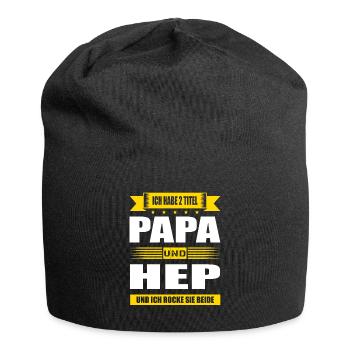 Zwei Titel Papa Und HEP Heilerziehungspfleger - Jersey-Beanie - Schwarz - Vorne