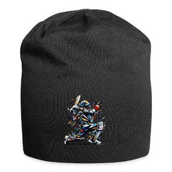 Polygon Art Cricketer Batsman Cricket Bowler - Jersey Beanie - black - Front