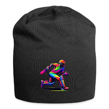 Colorful Pop Art Cricketer Batsman Cricket Bowler - Jersey Beanie - black - Front