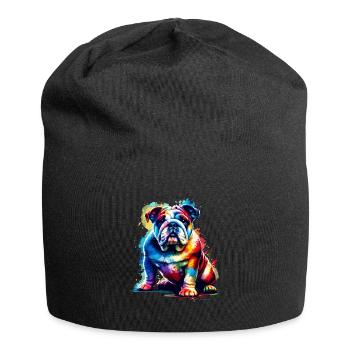 Splash Art coloré bouledogue bouledogues anglais - Bonnet en jersey - noir - Devant
