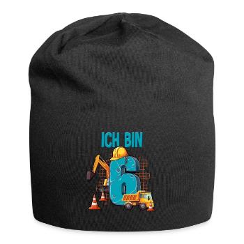Baumaschinen 6 Geburtstag - Jersey-Beanie - Schwarz - Vorne