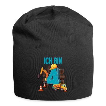 Baumaschinen 4 Geburtstag - Jersey-Beanie - Schwarz - Vorne