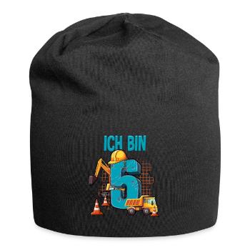 Baumaschinen 5 Geburtstag - Jersey-Beanie - Schwarz - Vorne