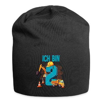 Baumaschinen 2 Geburtstag - Jersey-Beanie - Schwarz - Vorne